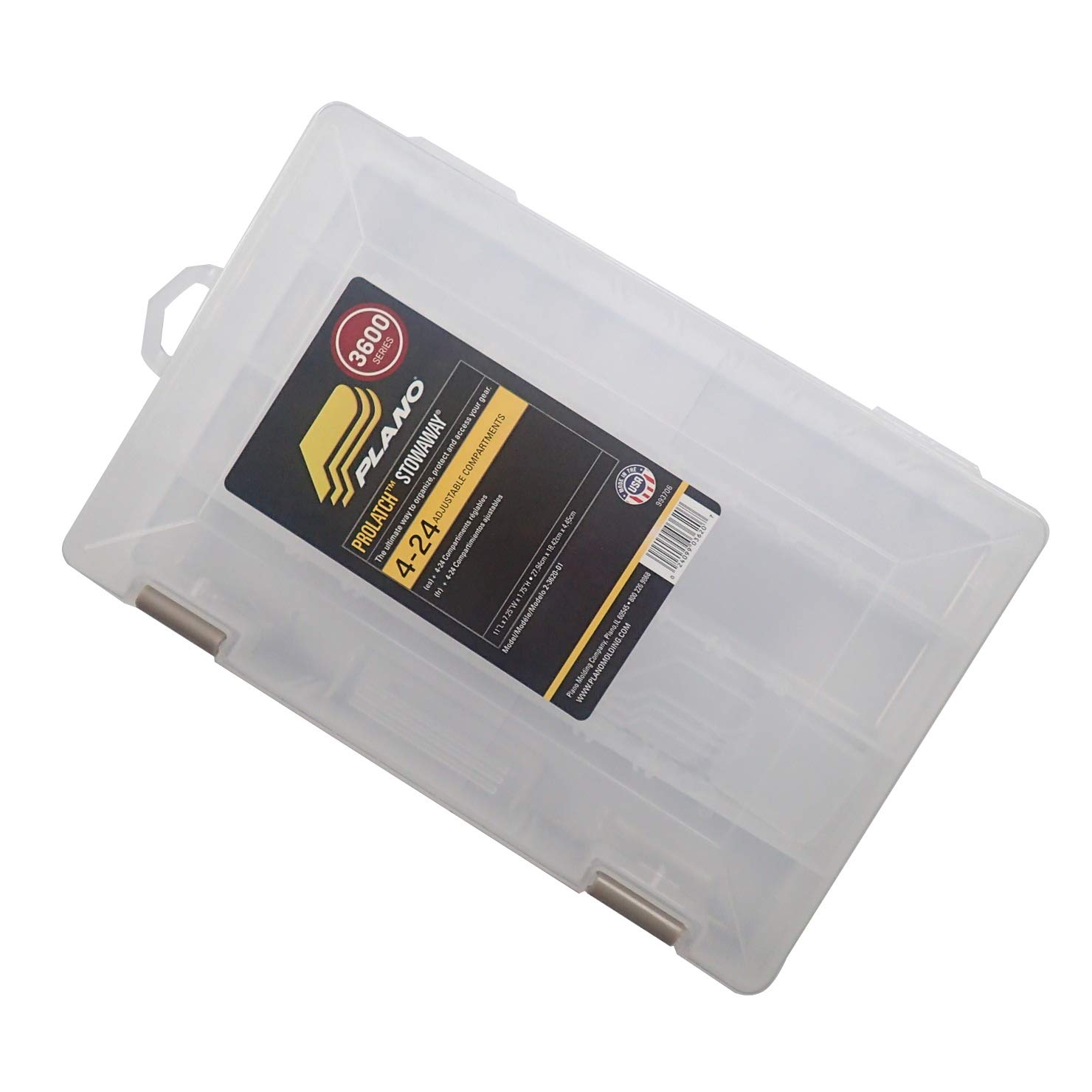 PLANO ProLatch 3600 StowAway- Horizontal,Fishing tackle box, Plastic Box, Plastic Storage Organizer Box w Removable Dividers, Tackle Tray for Crankbaits, Softbaits and hooks, fishing equipment