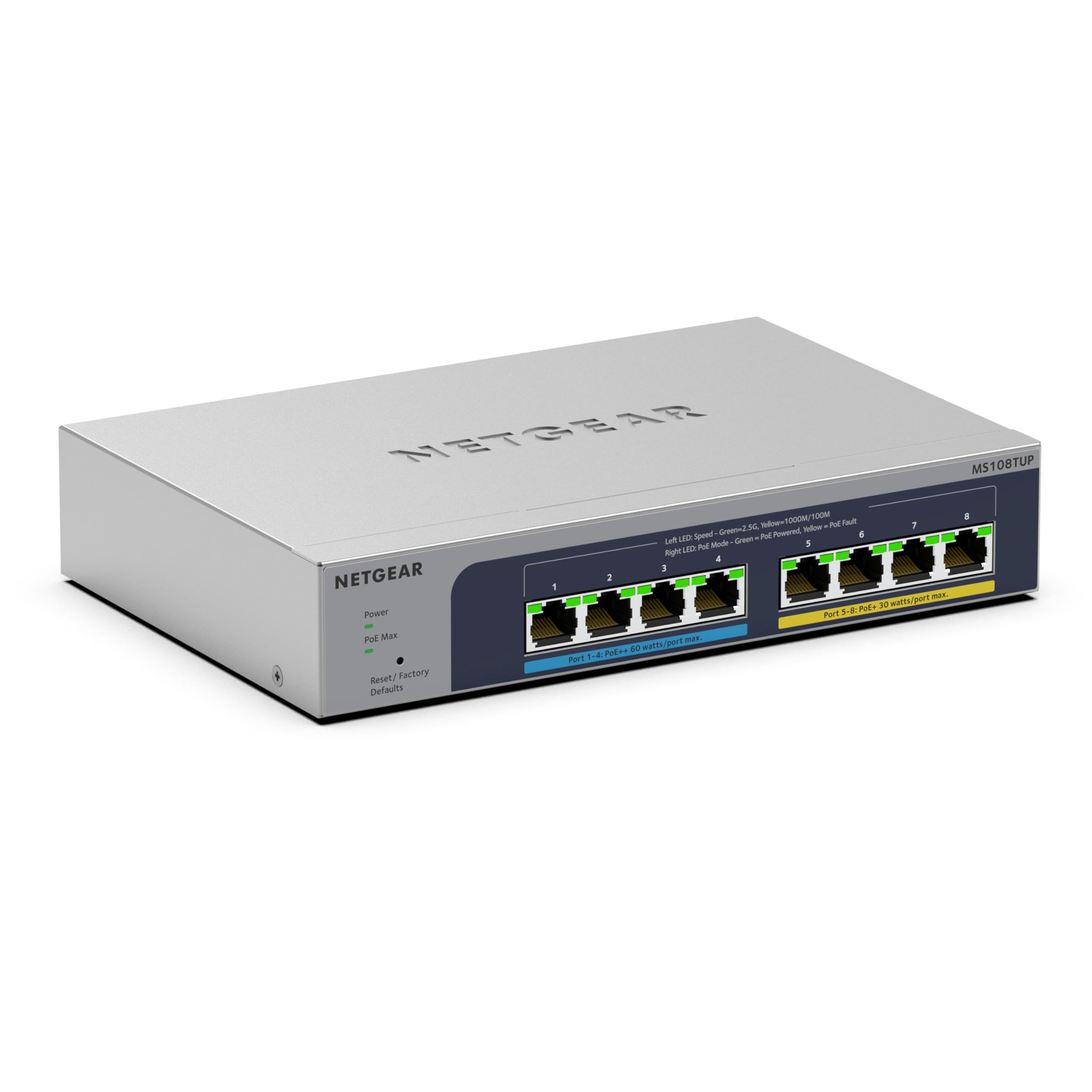 NETGEAR 8-Port Ultra60 PoE Multi-Gigabit Ethernet Smart Switch (MS108TUP) - Managed, with 4 x PoE++ and 4 x PoE+ @ 230W, Optional Insight Cloud Management, Desktop or Wall Mount