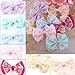 Bow Appliques, 100pcs Mini Bow Tie Shaped Lace Flowers Wedding Ornament Appliques Embellishment Craft Artificial Decoration (Pink)