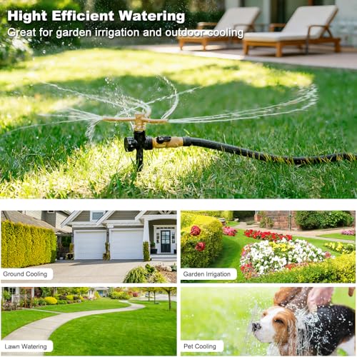 FANHAO 2 x Metal Garden Lawn Sprinkler with Stake Base, 3 Arm Sprinkler System Automatic Watering System 360 Degree Rotatable for Garden, Watering Large Areas for Plants