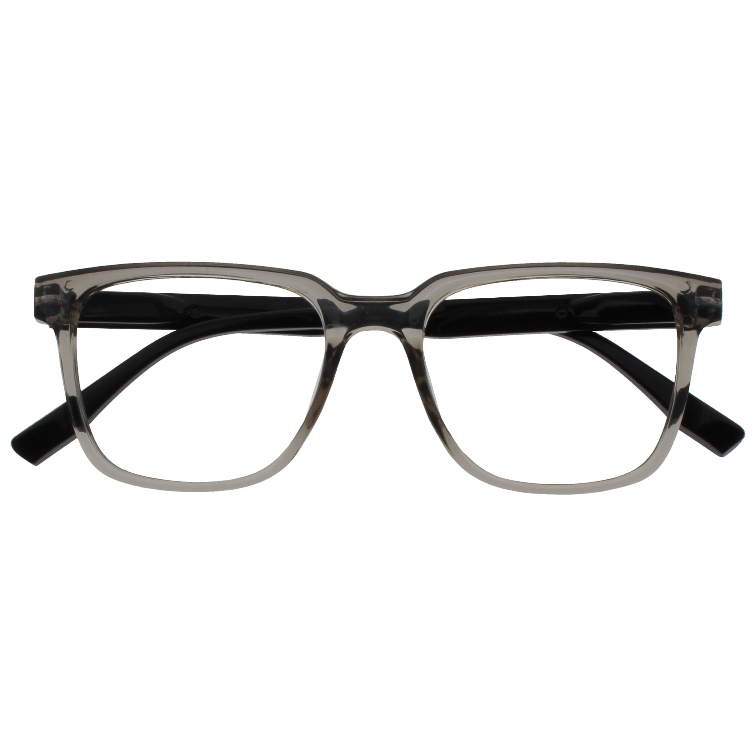 OPULIZE LEO Reading Glasses - Large Rectangular Frame - Grey - Black Arms - Mens Womens - Spring Hinges - R55-7 - +3.50