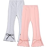 VZF Toddler Girl Flare Pants Cotton Bell Bottoms 2 Pack Solid Girls Flare Leggings Elastic Waist Trousers