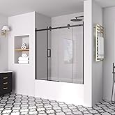 ACE DECOR 56-60" W x 58" H Frameless Bathtub Sliding Doors, Glass Shower Door for Tub with 5/16" (8mm) Clear SGCC Tempered Gl