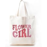 Zeghk Pink Flower Girl Tote Bag Proposal Gifts for Women Girls | Wedding Flower Girl Gift Reusable Shopping Tote Bag for Girls Women