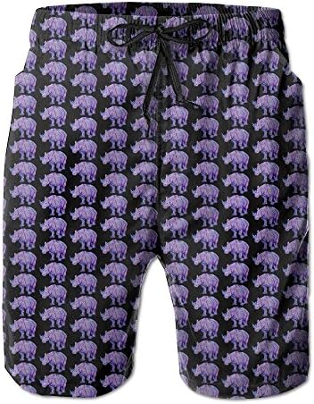 DevonNight Mens Beach Wear Fantasy Rhinoceros Pattern Swim Trunks Quick-dry Sport Short