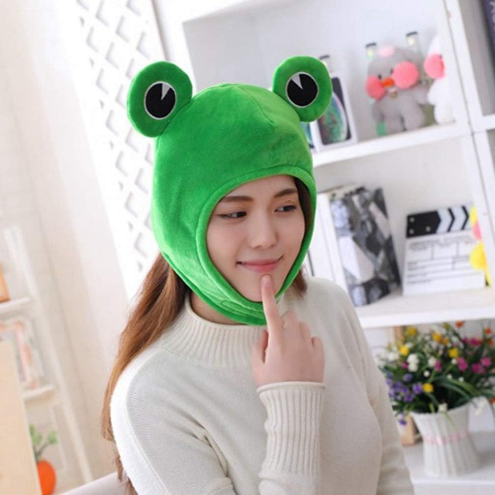 VALICLUD Frog Head Hat for Adults Novelty Plush Costume Headwear Funny Frog Ears Dress up Accessory for Parties and Events - Image 5
