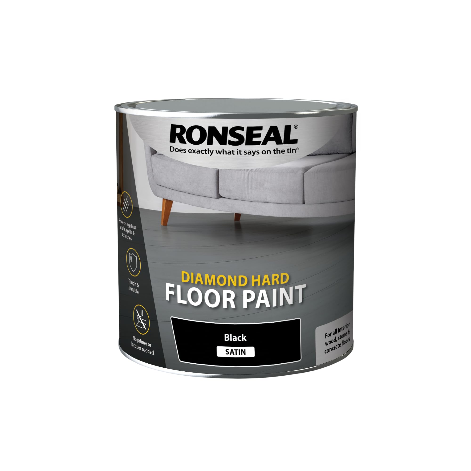 Ronseal 36628 Diamond Hard Flooring Paint, Black, 2.5l