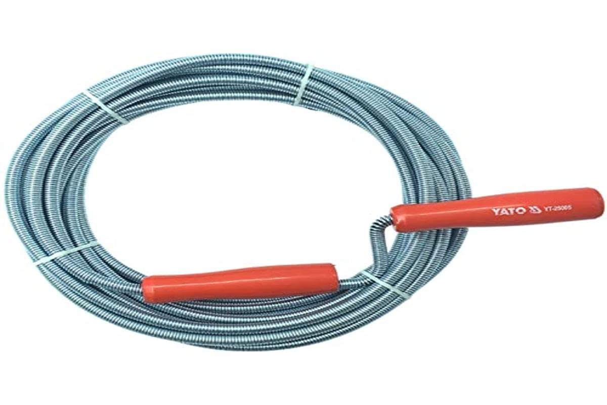 YATO Professional Drain Probe - Flexible Plumbing Tool for Sink and Drains (5 Metres x 9mm) | Pipe Spring with Claw