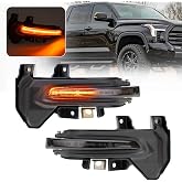 Sequential LED Side Mirror Turn Signal Lights for 2022-2024 To'yota Tundra | 2023-2024 Sequoia Dynamic Mirror Blinkers Smoked Lens Led Side Turn Indicators Replacement