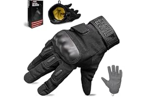 TAC9ER Kevlar Lined Tactical Gloves - Full Hand Protection Black Tactical Gloves, Cut and Temperature Resistant, Motorcycle Gloves, Touchscreen Friendly, Paintball and Airsoft Gloves for Men and Women