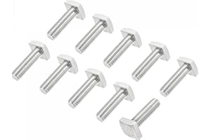 uxcell Square Head Bolt, 10pcs M6x20mm Fully Thread 304 Stainless Steel Grade C Square Machine Screws