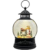 AOMIL Christmas Snow Globe Lantern with Music & Timer - USB/Battery Operated LED Glittering Globe, Snow Globe Decor for Home Holiday (Reindeer)