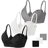 Vinfact 3 Pack Nursing Bras for Breastfeeding Seamless V Neck Maternity Bra Women Pregnancy Breastfeeding Bra