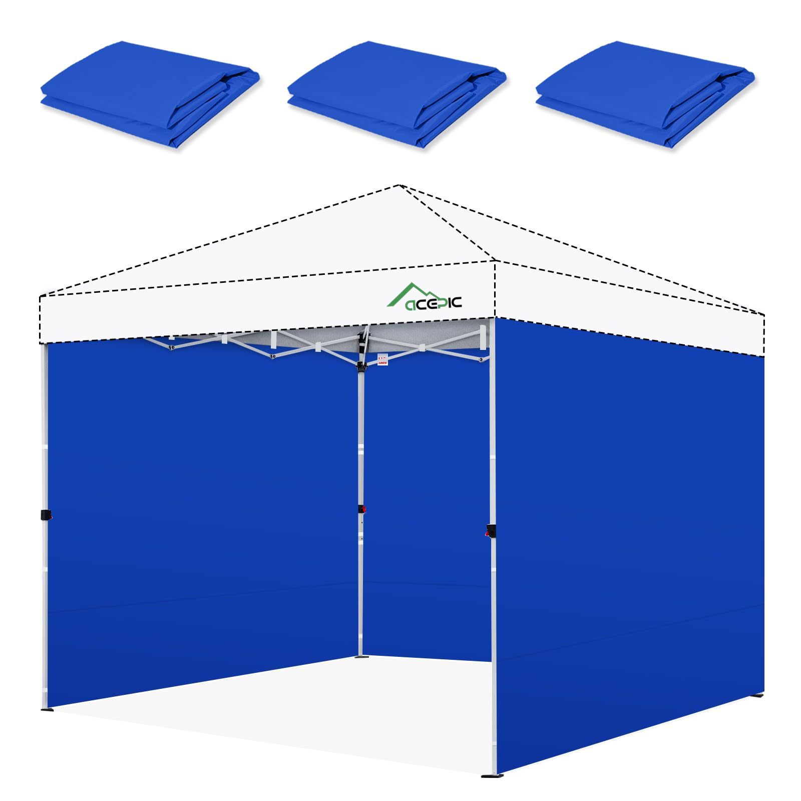 Acepic Sidewalls for 10x10 Pop Up Canopy, 210D Polyester Waterproof Canopy Sidewalls with UV Protection, Sunwall Only (Cosmic Blue, 10 * 10ft 3PCS) Image