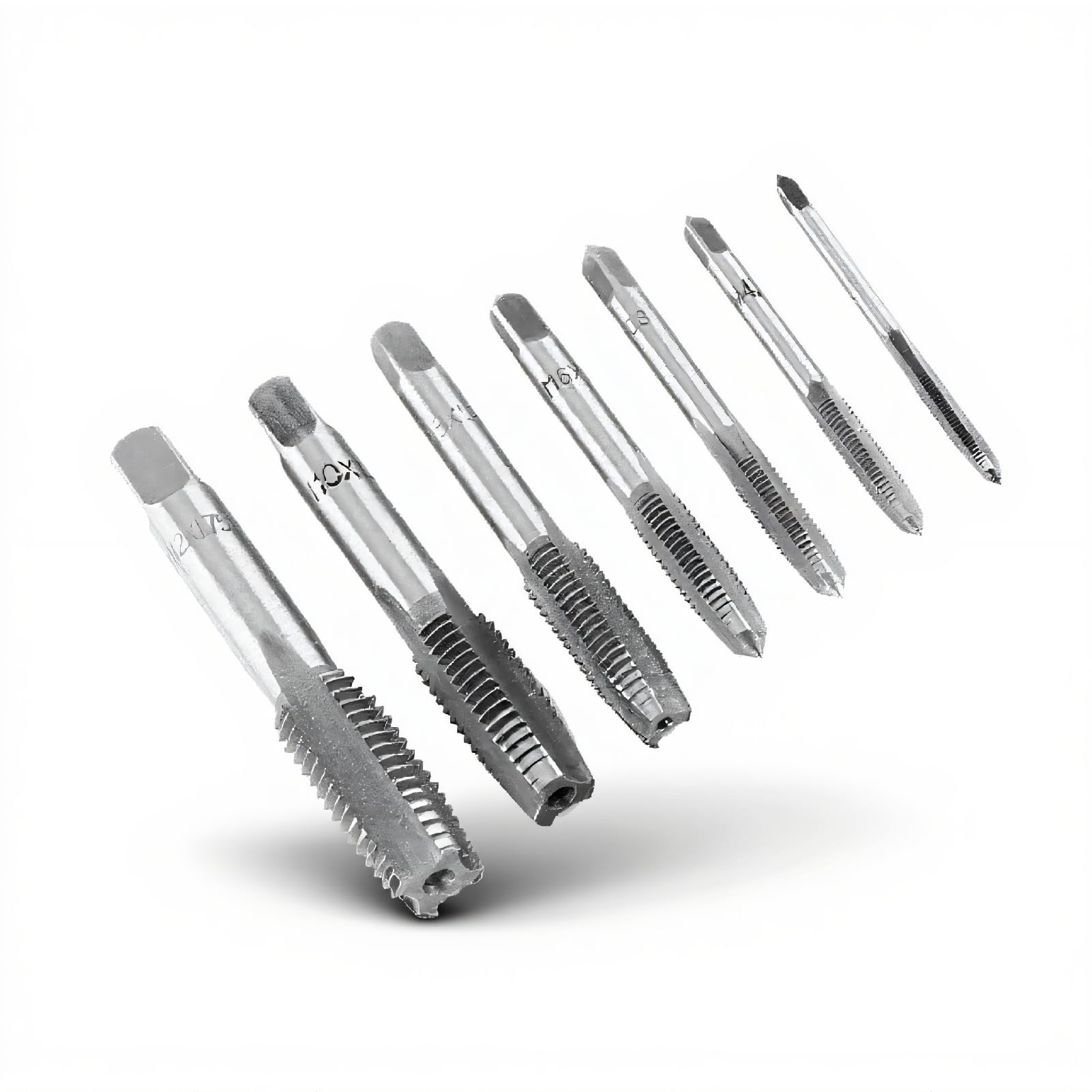 7pcs Thread Tap Set,M3, M4, M5, M6, M8, M10, M12 Drill Tap Bit Set Thread Steel Tap Tapping Tool Bearing Steel Mini Machine Screw Drill Tap Set for Plastic, Aluminum