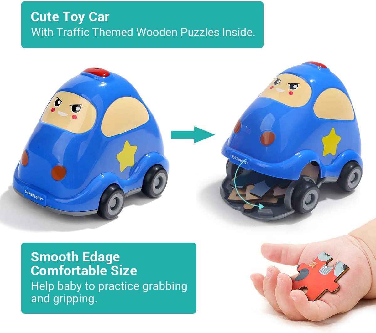TOP BRIGHT Wooden Puzzles for Toddlers in Police Car Toy – 3 Year Old ...