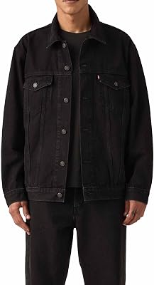 Casaco de ganga masculino, corte descontraído, estilo Trucker (1 unidade), M