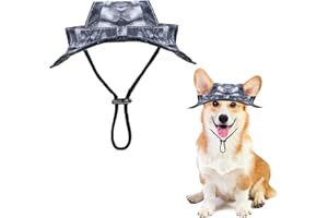 OTKARXUS Dog Sun Hat,1PC Adjustable Princess Dog Bucket Hat with Ear Holes,Round Brim Dogs Visor Cap Pet Fisherman Hat for Pupies Small Dogs Cat Outdoor Sport (Black, Medium)