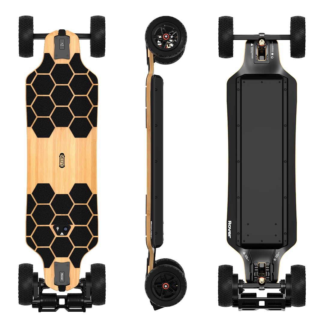 MEEPO Bamboo Series Off-Road All Terrain Electric Skateboard, Ultra-Long 20-31 Miles Range Mountain Board, Highest 28-32 MPH Top Speed,155-175mm Wheels, Professional for Adult Riders