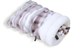 CHULPET Cat Sleeping Bag, Puppy Sleeping Bag, Warm Pet Sleep Sack, Plush Pet Bed Mat, Washable Hideout Cave for Cat and Small Dog