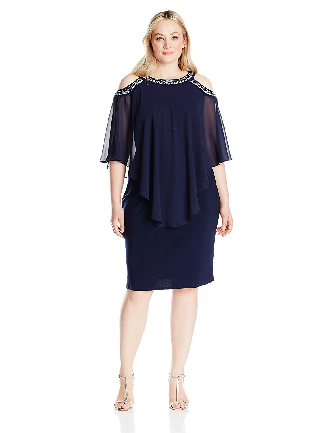 Womens Plus Size Cocktail Dress With Popover Overlay Desertcart