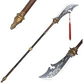 Spring Autumn Green Dragon Sword 57", Display | Green dragon crescent-moon design. Spring Autumn style. Unsharpened display collectible. For decor &amp; collection.