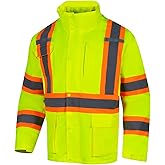 VENDACE 3 in 1 Hi Vis Reflective Safety Jackets for Men Waterproof Class 3 High Visibility Work Jacket with Padded Liner