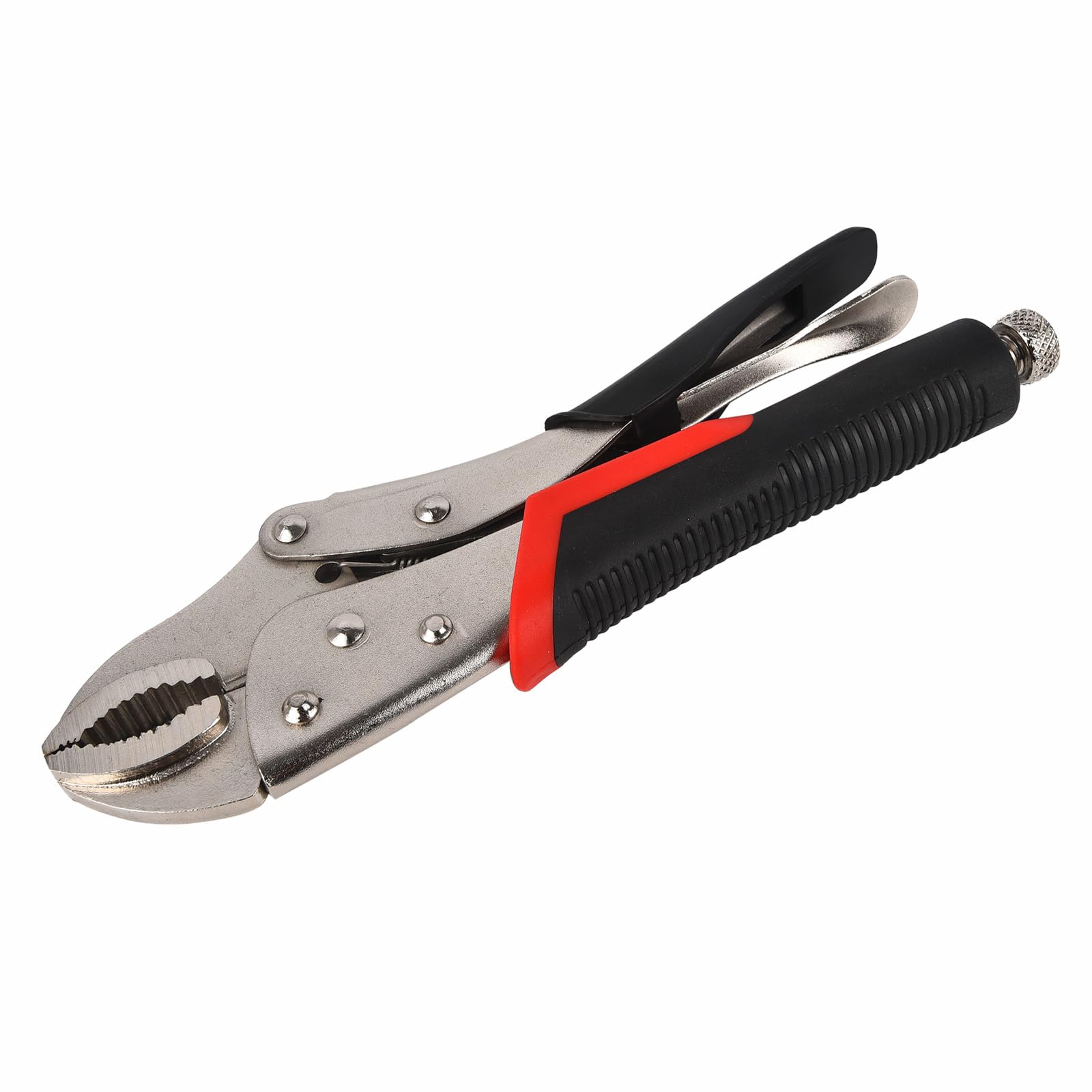 Locking Pliers Mole Grips Heavy Duty Adjustable C Type Curved Jaw Self Lock Pliers for Electrical Pipeline Automobile Maintenance Black red (10" 250mm)