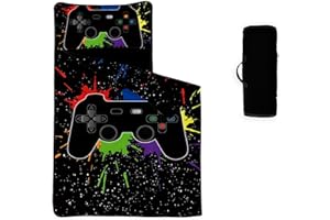 Datura home Space Nap Mat - Space Ship Galaxy Sleeping Bag with Removable Pillow - Daycare and Sleepovers Preschool Kindergarten Bedding Set for Kids Toddler Boys Girls