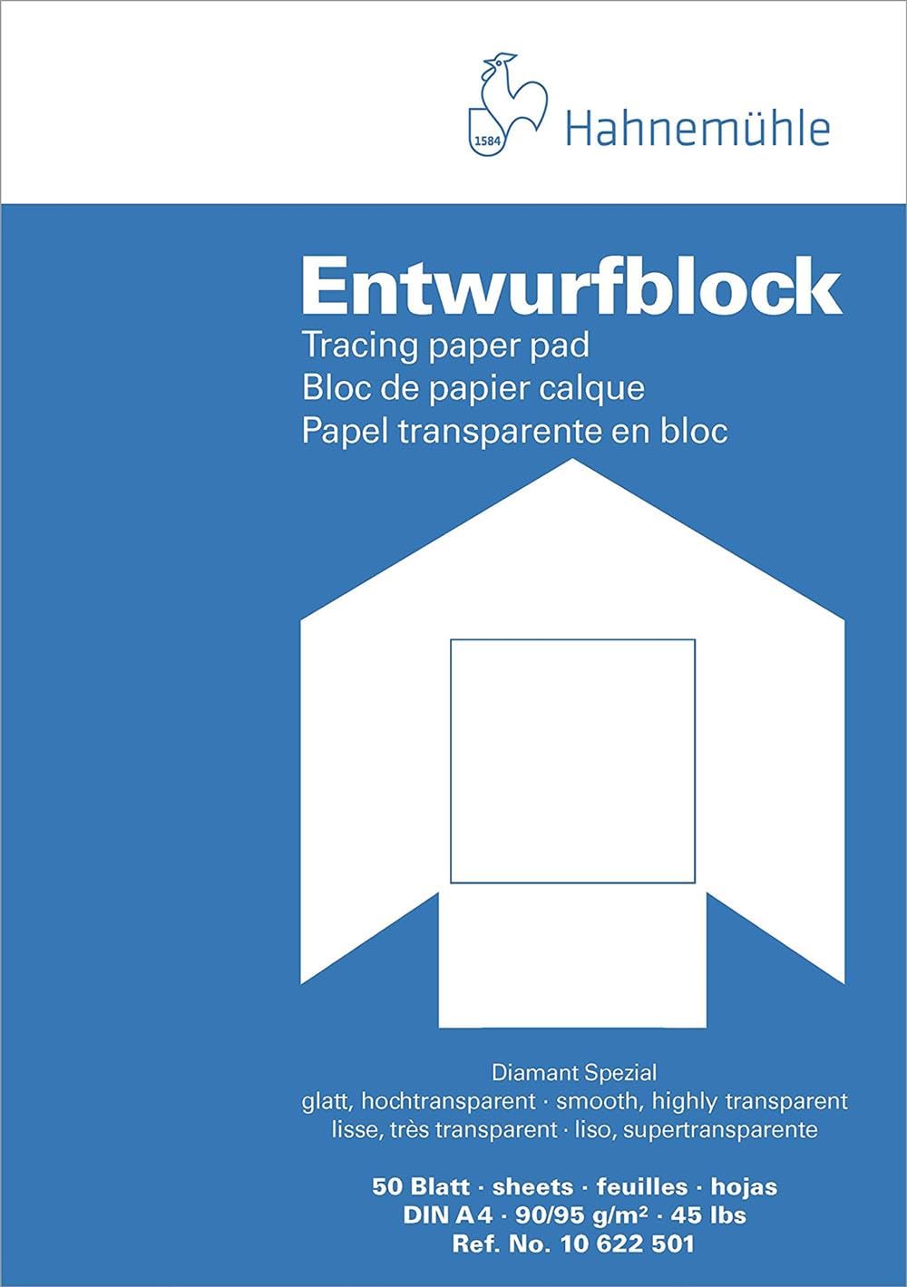 Hahnemühle 10622501 Tracing Paper Pads, Sketch Paper Pads, Transparent Pad A4 90/95 g/m²