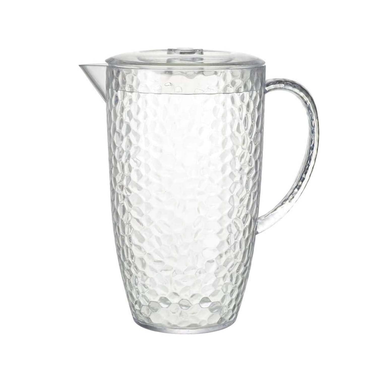 Bello Dimple Clear Plastic Reusable 2 Litre Picnic Water Jug Pitcher with Lid