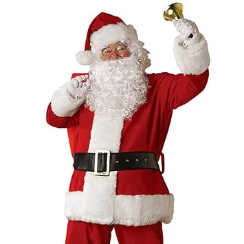 Father Christmas Wig And Beard Santa Claus And Beard Moustache Set Mens Pure White Curly Beard