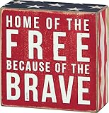 Primitives by Kathy Patriotic Box Sign, 4 x 4, Home of The Free