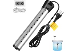 MARVINNANSLYKE 2000W Immersion Water Heater Electric,Portable Water Heater with 304 S S Guard and LCD Thermometer, Anti-Scald, Fast Heating in Minutes Suitable for Bathtub and Bucket