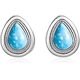 Aliyoham Silver Turquoise Earrings for Women, Boho Sterling Silver Studs, Hypoallergenic Jewelry Gift for Women