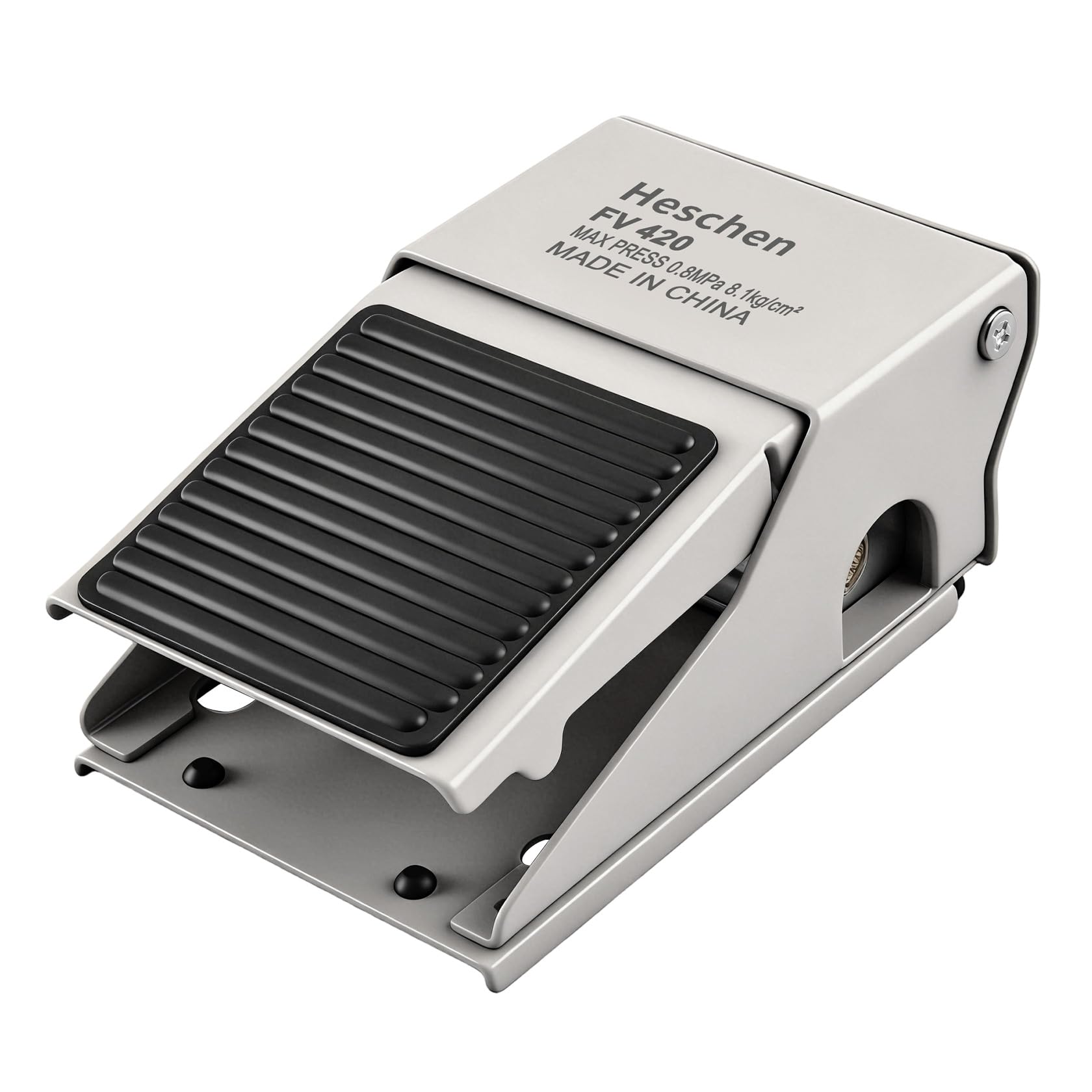 Heschen Pneumatic Foot Pedal Valve, Momentary Type, 4 Way 2 Position, PT1/4'' Threaded, Rubber Nonslip (FV-420)