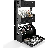 3-Tier Wall-Mounted Storage Cabinet with Flip-Down Work Tray &ndash; Heavy-Duty Organizer for Aerosol Cans,Oil &amp; Tools | Ideal for Garage,Shop, Kitchen &amp; Workspace