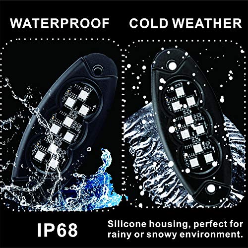 JIMJOY RGB LED Rock Lights,14 Pods Waterproof Multicolor Chasing Neon