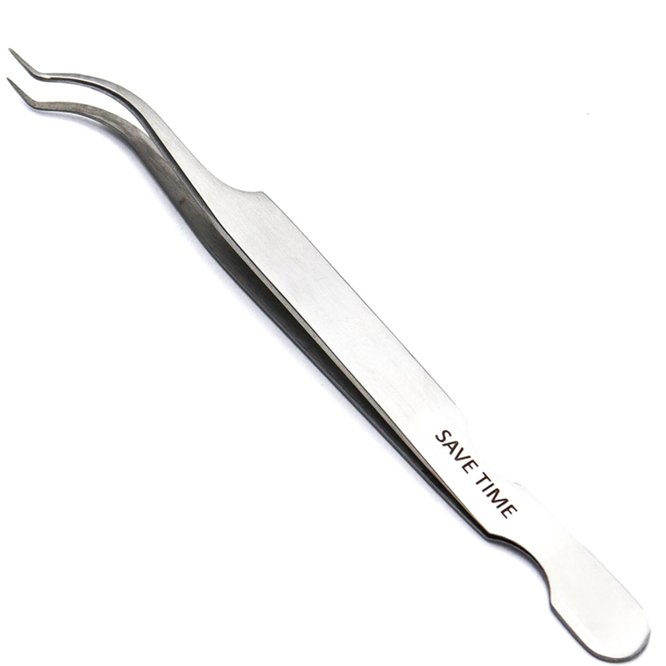 LLBA Lash Tweezer Professional Volume False Lash Application Tool | Multi Shapes & Purposes Tweezers | Non-Slip Grip Tweezers for Volume, Isolation & Classic Lashes (Silver, Save Time Inner Corner)