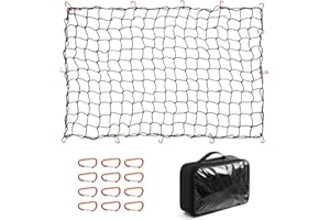 CZC AUTO Bungee Cargo Net 4x6Ft Truck Bed Net Stretches to 8x12Ft for Pickup Trailer RV SUV Boat |4Inch x 4Inch Mesh Net Hold