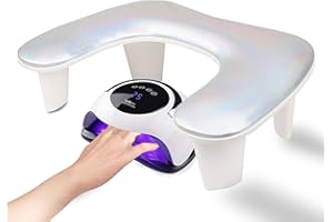 ROLOMANVE Arm Rest for Nails Tech,U-shaped Manicure Nail Hand Rest Pillow Cushion, Big Microfiber Leather Nail Arm Rest Stand for Acrylic Nail Art Tech(Glitter)