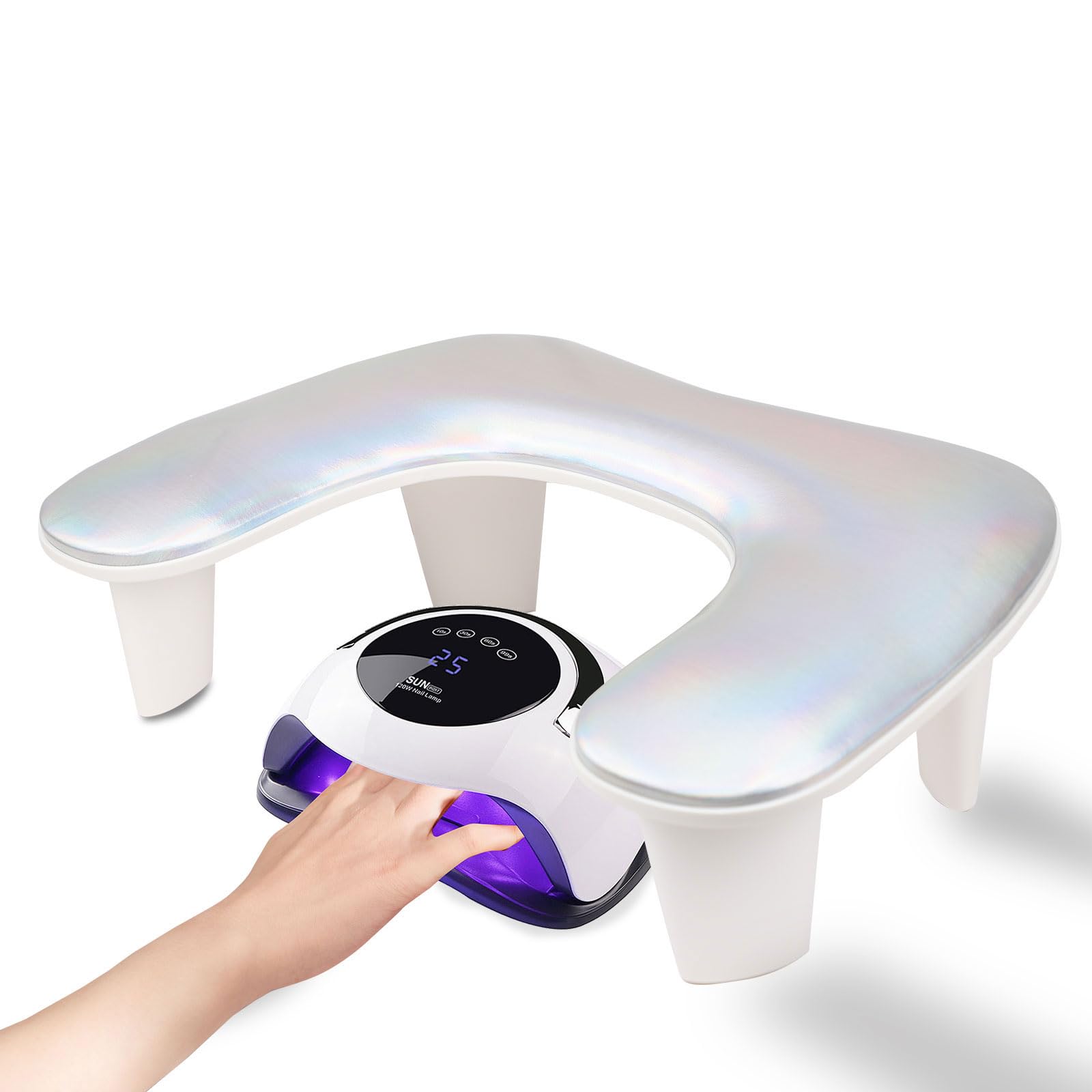 Photo 1 of Arm Rest for Nails Tech,U-shaped Manicure Nail Hand Rest Pillow Cushion, Big Microfiber Leather Nail Arm Rest Stand for Acrylic Nail Art Tech(Glitter)