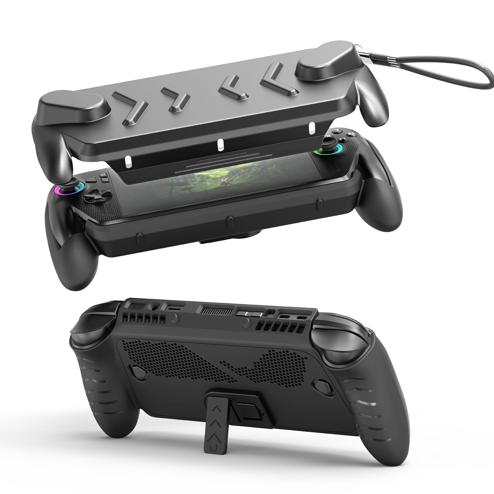 EJGAME Full Protective Case Cover Compatible with ASUS ROG Xbox Ally/Ally X,Protective Case with Detachable Front Shell,Frosted Anti-Slip Handheld Design-Black