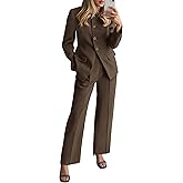 BTFBM Two Piece Set for Women Spring Fashion 2026 Business Casual Long Sleeve Blazer Jackets Wide Leg Pant Suits Pockets