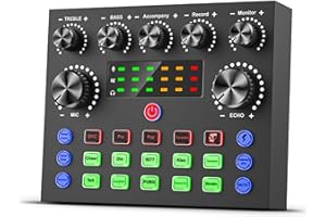 SIBORIE V8S Podcast Recording Equipment with Voice changer,Podcast Mixer,Sound Card,DJ Audio Mixer Interface for PC Game Live Streaming or Podcast/Live Sound Card with dj Audio Mixer