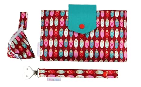 filia & filius Wickeltasche Baby Set 3-teilig mit Windeltasche Schnullertasche Schnullerband (Schutzengel)