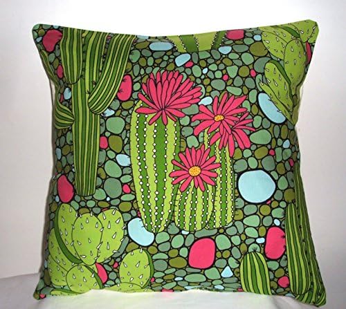 Cotton Linen Square Decorative Throw Pillow Case Cushion Cover Mexican cactus Print 18 Inch by PatriciaStore