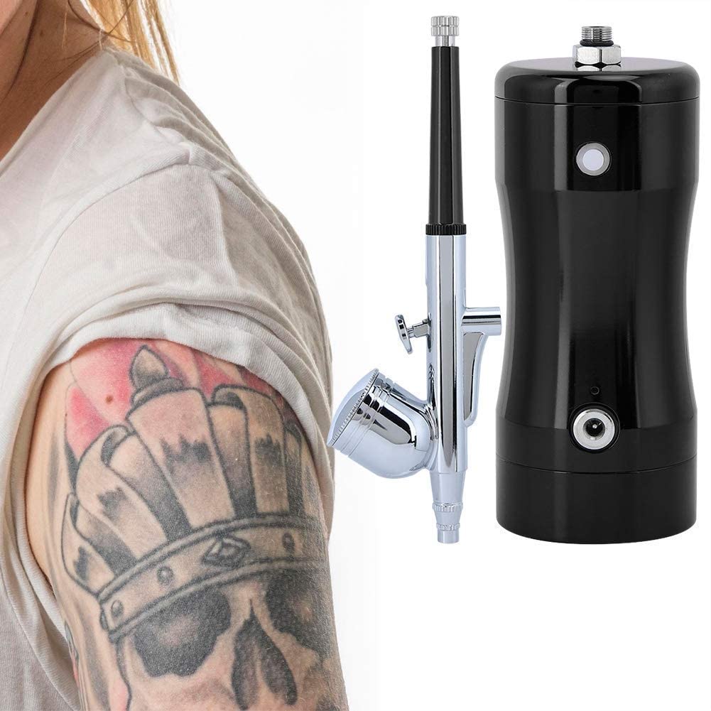 yolina Spray Gun Spray Gun, G12 Pump 0.3mm Mini 7CC Spray Gun Compressor Kit + Cleaning Tool Craft Paint Art Spray Gun Set Tools for Inkjet Painted (Black)