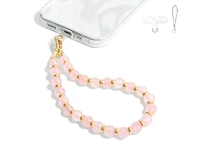 DALSTONE Authentic Gemstone Beaded Phone Wrist Strap, Detachable Phone Bracelet Strap with Tether Tab