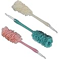 3 PCS Back Brush Long Handle for Shower, Loofah Back Scrubber with Soft Mesh for Body, Shower Brush with Lanyard for Men and